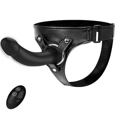Gode Ceintures Vibromasseur Sextoy - Wordone Gode Ceinture Harnais Portable avec Ventouse&10 Vibrations, Télécommande Stimulatio