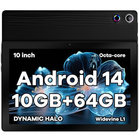 Tablette 10 Pouces Android 15 Tablette Octa-Core Tablette, Widevine L1 24Go + 64 Go + 1 to TF, WiFi 6 BT 5.3 Batterie 5000 mAh,