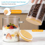 Hejo 4 Pièces Bocal en Verre avec Couvercle Hermétique et Cuillère, 500ML Pot en Verre, Overnight Oats Jar, Bocaux de Conservati
