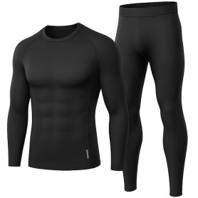 sous Vetement Thermique Homme Hiver sous-Vêtements Thermiques Homme sous Pull Thermique Énsemble Ski Collant Elasticité Ensemble
