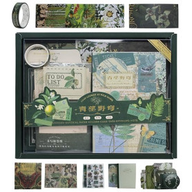 Aimeke Vintage Scrapbook Supplies Set, 256 Pièces Bullet Journal Supplies Vintage Paper Decoration Scrapbook Set, DIY Gift for T