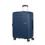 American Tourister Aerojoy Valise d'enregistrement de 66 cm, 4 roues, toit rigide, ABS, bleu foncé, serrure TSA, séparateur inté