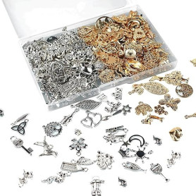 FINEASY 200 Pièces Breloques Charms, Breloque pour Bracelet, Charms pour Bracelet, Breloques Mixtes, Breloques Bracelet pour Bij