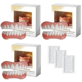 3 Paires Dentier Silicone Souple Prothese Dentaire Silicone Dentier Provisoire Pour Manger Naturelles Réalistes Elles Peuvent Ma