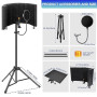 Dmsky Bouclier d'isolation de microphone avec filtre anti-pop et trépied, pliable, avec triple isolation sonore, haute densité,