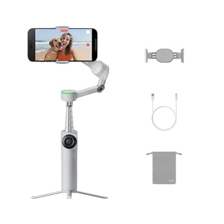 Insta360 Flow 2 Pro Gris - Stabilisateur Smartphone IA avec Suivi natif iPhone, Android, Gimbal avec Suivi à 360°, trépied et Pe