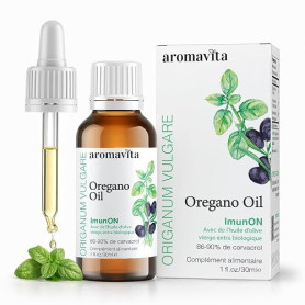 ImunON Huile d'Origan Bio - Complément d'Huile Essentielle d'Origan avec 86-90% Carvacrol et Huile d'Olive Vierge Extra - Soutie