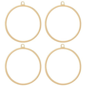 Beebeecraft 1 Boîte 20 Pcs Ronde Dos Ouvert Lunette Pendentif en Laiton Plaqué Or 18K Cercle Creux Moule Charmes avec Boucle pou
