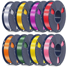 SUNLU Silk PLA Plus Lot de 8 rouleaux de filament PLA Plus pour imprimante 3D, 250 g, 1,75 mm, bobine de 250 g, or clair + argen