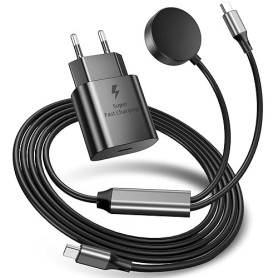 Chargeur 2 en 1 pour Samsung Watch, Chargeur rapide USB-C 25 W compatible avec Galaxy Watch 8 7/Ultra/6/6 Classic/5 Pro/5/4 /4 c