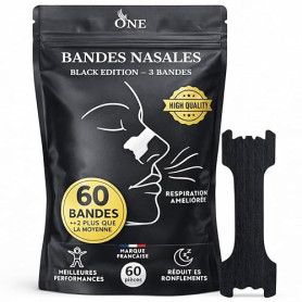 60 Bandelettes Nasales | Ecarteur Nasal | Dispositifs Anti Ronflement Puissant | 3 Bandes de Maintien Renforcé Noir| Patch Nez R