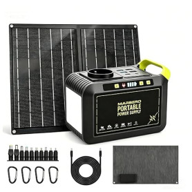 MARBERO Groupe Électrogène Portable 24.000mAh avec Panneau Solaire Pliable 21W, Générateur Solaire avec Prise 120W (Pic), USB QC