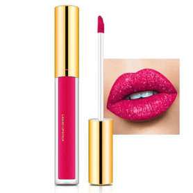 Rouge à lèvres liquide pailleté, rose fluo, avec paillettes diamant, brillant à lèvres Full mat et couleurs vives, imperméable e