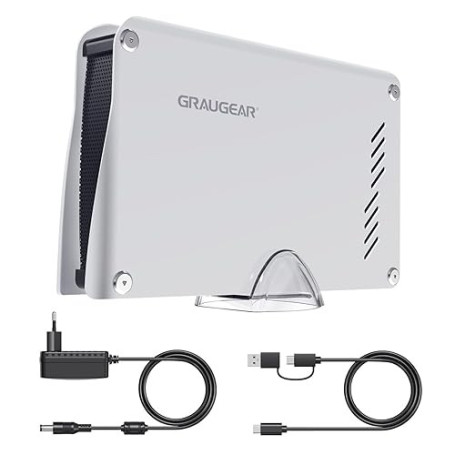 GRAUGEAR Disque Dur Externe 4TB - Compatible PS5/PS4, Haute Vitesse USB 3.2, Boîtier Durable en Aluminium, avec Câbles USB-C et