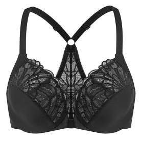 MELENECA Femme Soutien-Gorge Grande Taille Fermeture Devant Dentelles Racerback Non Rembourré