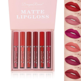 MTUVKGT Lot de 6 Brillants à Lèvres Mat, Ensemble de Rouge à Lèvres Liquide Nude Longue Durée, Ensembles de Rouge à Lèvres non C