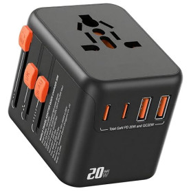Adaptateur Prise Universelle,Adaptateur Universel de Voyage avec 2 USB C et 2 USB A et 1 Prise Secteur Universelle,Adaptateur de