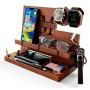 Greta Oto Station de Charge en Bois pour Téléphone Personnalisé, Tablette, Montre, Portefeuille, Organisateur Support Rangement
