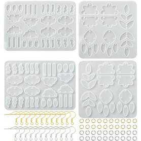 Stiesy Kit de 2 moules en silicone pour résine - Forme de nuage et de feuille - Moules en résine pour boucles d'oreilles, penden