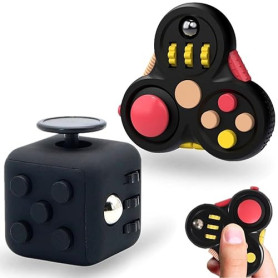 Steemjoey 2Pcs Fidget Toy Cube Anti Stress Jouet, Fidget Pad 11 Function Fidget Toy Cube, Décompression Jouet Cube, Controller R