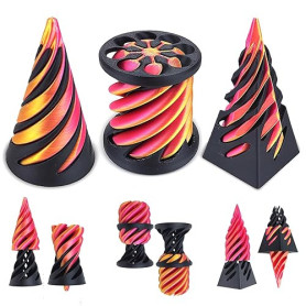 3PCS Impossible Cone, 3D Imprimé Spiral Cone Fidget Toy, Impossible Pyramid passthrough Sculpture, Jouet de Cône en Spirale, Str
