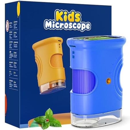 Microscope Numérique pour Enfants 1000X, Temodu 2.0 Pouces Microscope Enfant, 8 Lumières LED, Sciences de Plein air pour Les 3 A