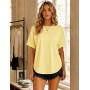 Wayleb Tee Shirt Femme Col Rond Manches Courtes Haut Oversize Ample Top Décontracté Basique pour Été Quotidien | Chic et Elégant