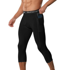 NuCamper 3/4 Legging de Compression pour Homme, 3/4 Collant Compression Homme Legging Collant à Séchage Rapide Pantalon de Couch