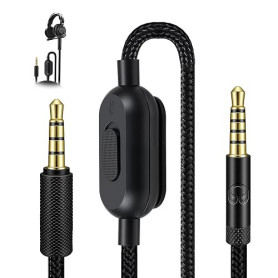 ZestEcho Câble Casque Audio Remplacement Cable Compatible with Logitech G Pro X, 2M Nylon Tressé Câble avec Contrôle Volume Muet
