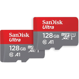 SanDisk 128 Go Extreme Carte SDHC+ RescuePRO Deluxe, jusqu'à 140 Mo/s, UHS-I, Classe 10, U3 - Twin Pack