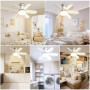 Ventilateur de plafond avec éclairage et télécommande, 3 vitesses, 50CM éclairage LED avec protection d'urgence minuterie à inte