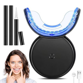 Kit de Blanchiment Dentaire, Teeth Whitening Kit avec 32X LED Lampe de Blanchiment 3Pcs Gel Blanchisseur, Soins Dentaires à Domi