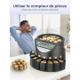 Compteuse de Pieces Euro, Trieuse Monnaie Capacité de 800 pièces, Monnayeur Pièces Euro avec 8 bacs de collecte, Machine à compt