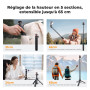 K&F CONCEPT MS62 Perche à Selfie 65 cm, Trépied Léger Portable pour Téléphone/Caméra avec 1/4" et Rotule 360°, Compatible Smartp
