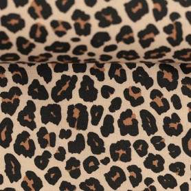 Tissu en coton motif léopard au mètre - 100 % coton - 147 cm de large - Certifié Oeko-Tex Standard 100 - Motif léopard - 2 coule