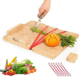 TYYIHUA Planche à découper à une main, planche à découper adaptée avec éplucheur, butées à pain et picots en acier, planches à d