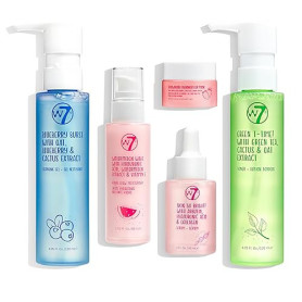 W7 Coffret de Soin de la Peau - Routine Quotidienne en 5 Étapes - Crème Hydratante, Sérum, Tonique, Nettoyant et Masque pour les
