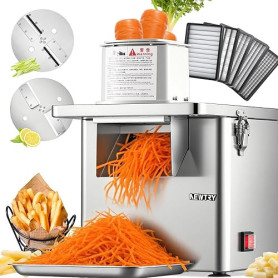 NEWTRY 4-en-1 Commercial Machine à Couper Légumes Électrique - Machine de Cuisine Inoxydable 250W, Ciseleur en Dés pour Dés, Râp