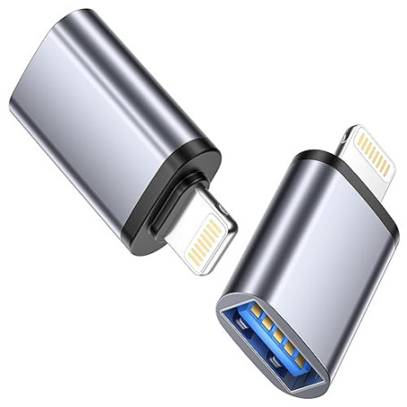 Adaptateur USB vers Lightning (Lot de 2), Adaptateur USB iPhone Adaptateur OTG USB 3.0 Pour iPhone 14 13 12 11 Pro Max/iPad Pro,