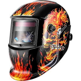 DEKO Masque Soudure: Grand écran de Vue Auto Darkening Casque de Soudage à énergie Solaire, avec Batterie Remplaçable, Longue Du
