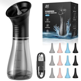 Nettoyeur Oreille, JDZ Nettoyage Oreille Rechargeable à Double Réservoir, IPX7 Étanche Nettoyeur Oreilles Adultes avec 12 Embout