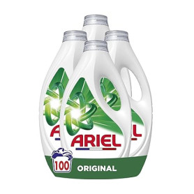 Ariel Original Lessive Liquide, 100 Lavages, Action Détachante En 1 Seul Lavage, Impeccable Même à Froid, Fabriqué en France