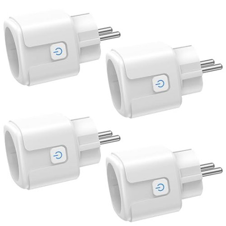 FAYIBUY Lot de 4 prises intelligentes Wi-Fi avec mesure de courant, télécommande par application, commande vocale et minuterie,
