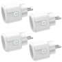 FAYIBUY Lot de 4 prises intelligentes Wi-Fi avec mesure de courant, télécommande par application, commande vocale et minuterie,