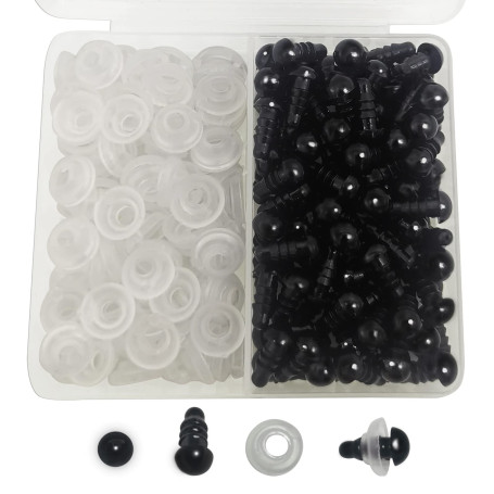 FANGZIDM 100 Pièces Yeux de Sécurité avec Rondelles de 6mm Yeux de Jouet en Plastique Noir pour Fabrication de poupées DIY Loisi