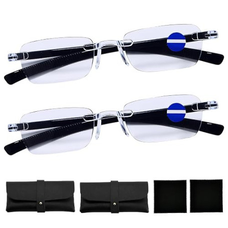 Dmrbiy 2 Paires Lunettes De Vue Reglables Automatique,Lunettes Mise Point Intelligente,Avec Réglage Automatique De La Correction
