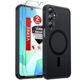 LeYi Coque Magnétique pour Samsung Galaxy A16 / A 16, avec 2 Verre Trempé, Compatible avec MagSafe, Étui Housse Antichoc Bumper
