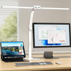 KableRika 24W Lampe de Bureau LED avec Métal Base: 80cm Double Tête, Grande Lampe Bureau design, réglage intensité, lumiere bure