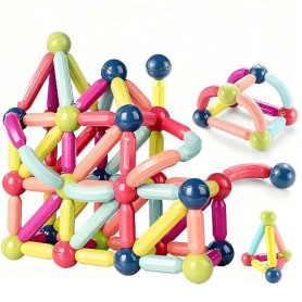 ROUSKY Lot de 88 boules magnétiques et tiges - 88, bâtons de construction, blocs de construction, carreaux, jouets empilables ST