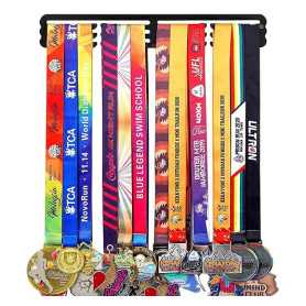 Goutoports Présentoir porte-médailles pour athlètes - Support mural robuste en acier noir - Peut contenir plus de 60 médailles -